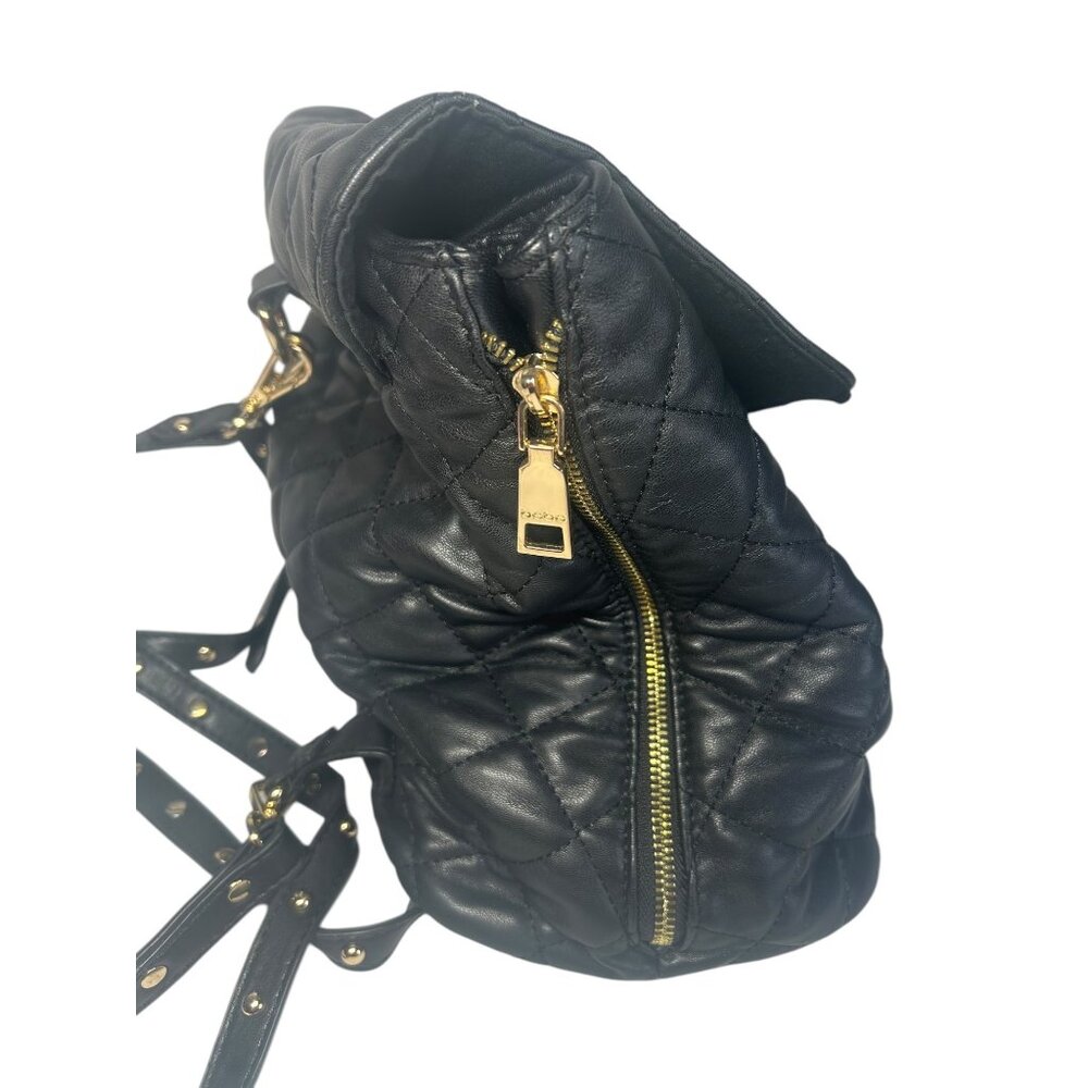 Bebe Los Angeles Back Pack Black Quilted Side Zip Purse - Picture 7 of 14